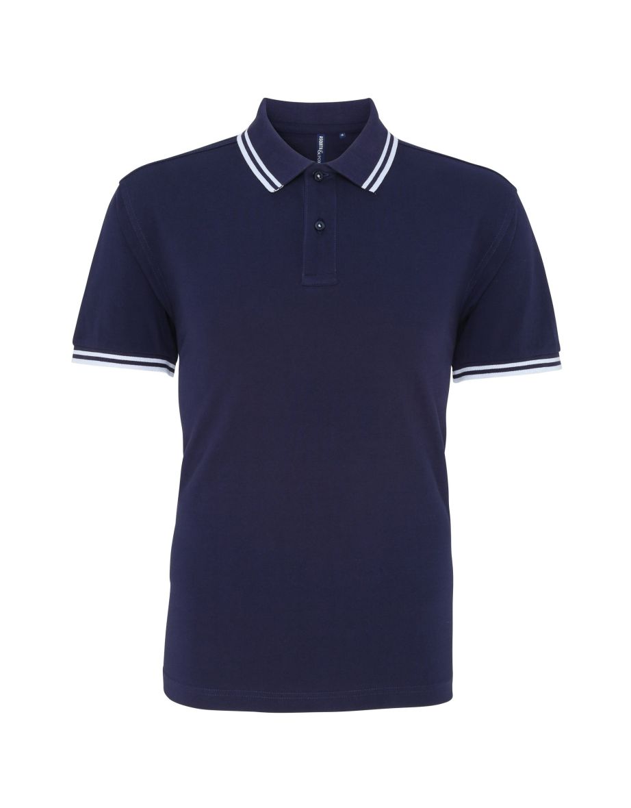 Asquith & Fox Mens Classic Fit Tipped Polo Shirt - Navy/White