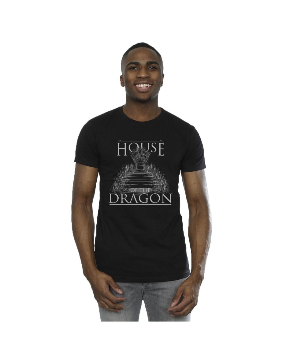 Game Of Thrones: House Of The Dragon Mens Throne Text T-Shirt - Black