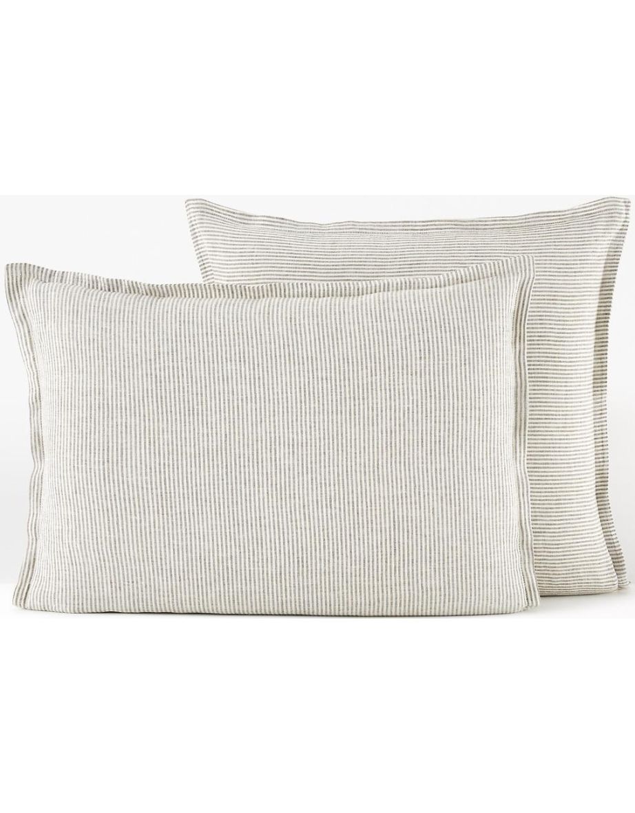 Limona Yellow Striped 100% Washed Linen Pillowcase