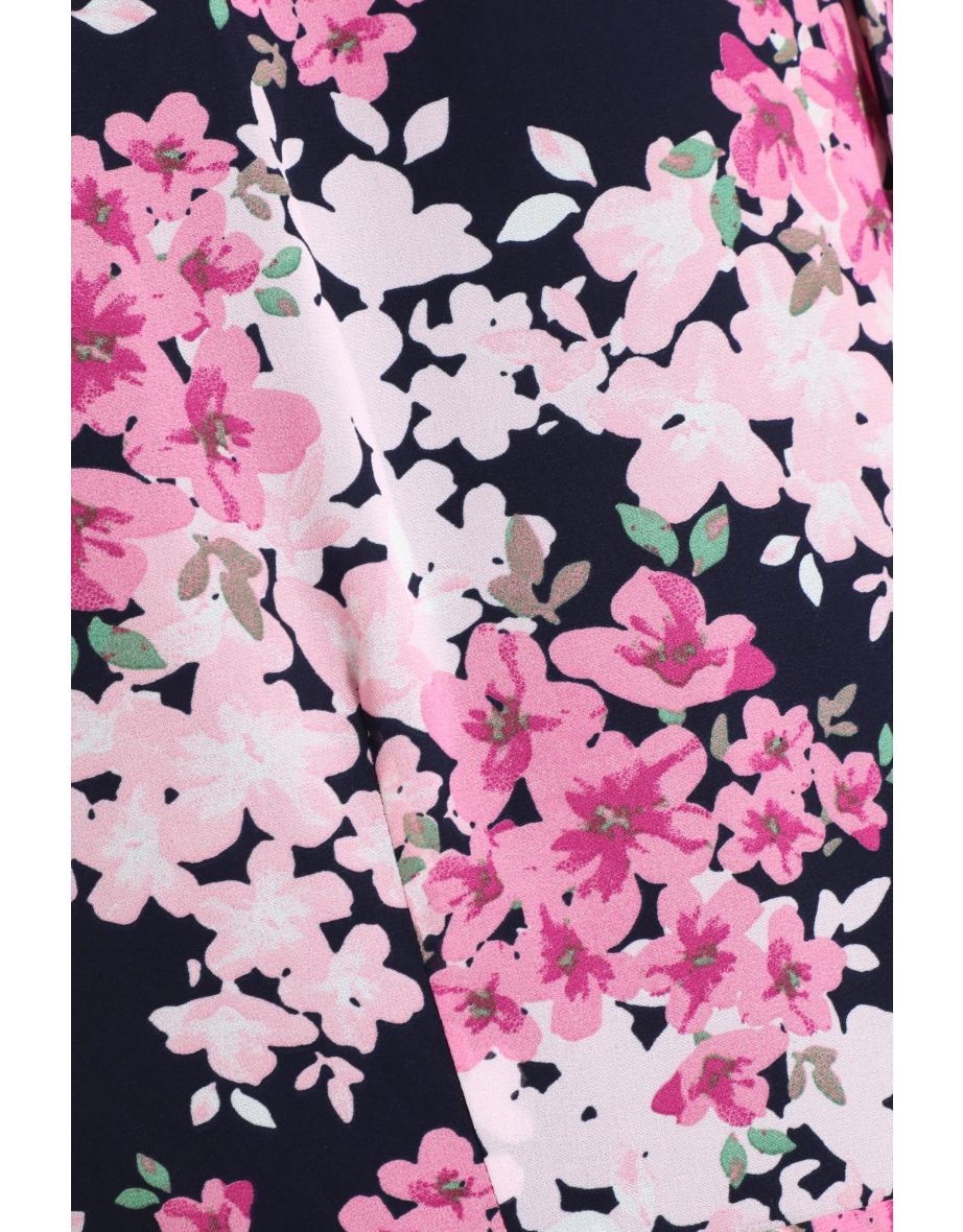 Pink Floral Dip Hem Maxi Dress - 5