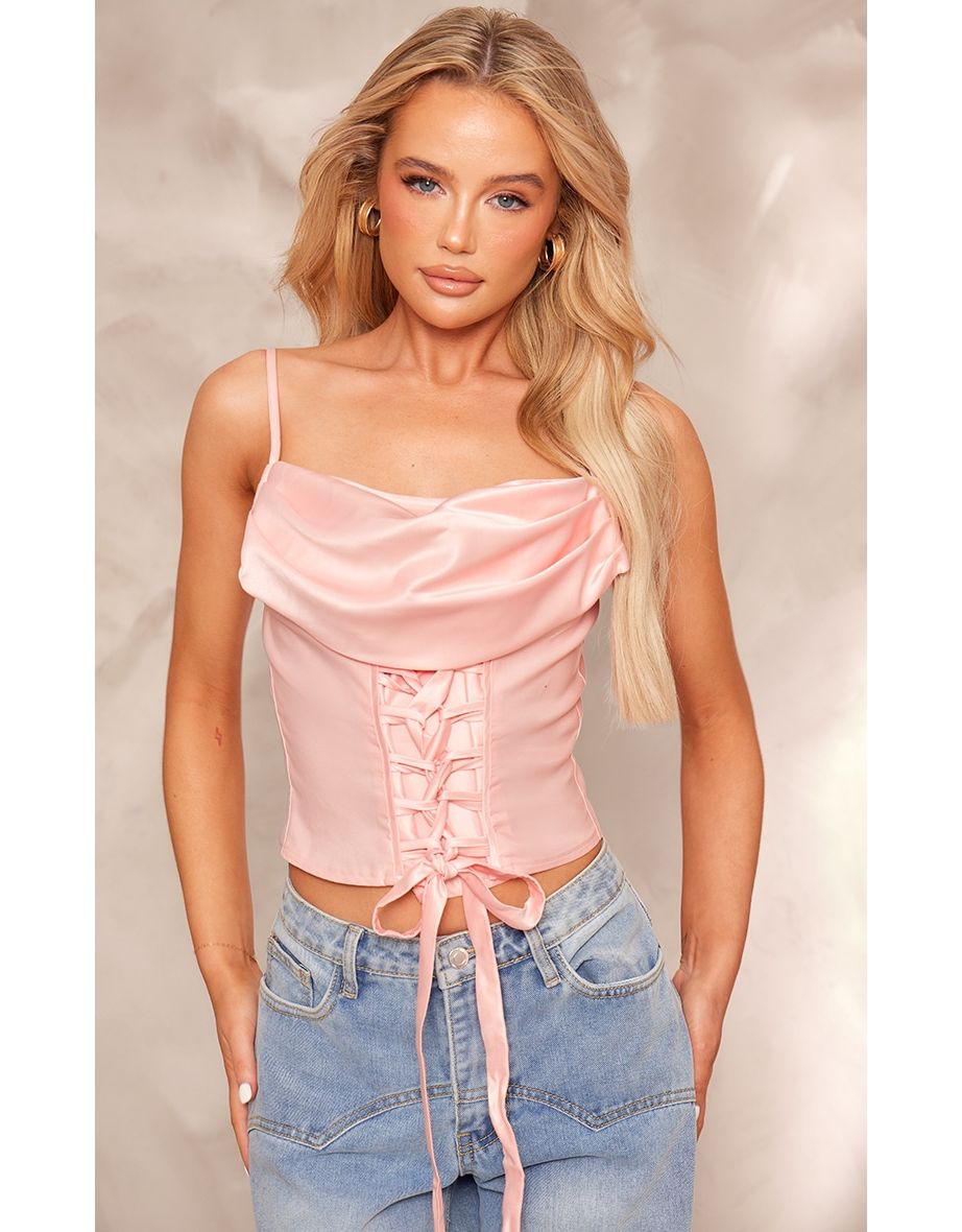 Satin blush top cheap