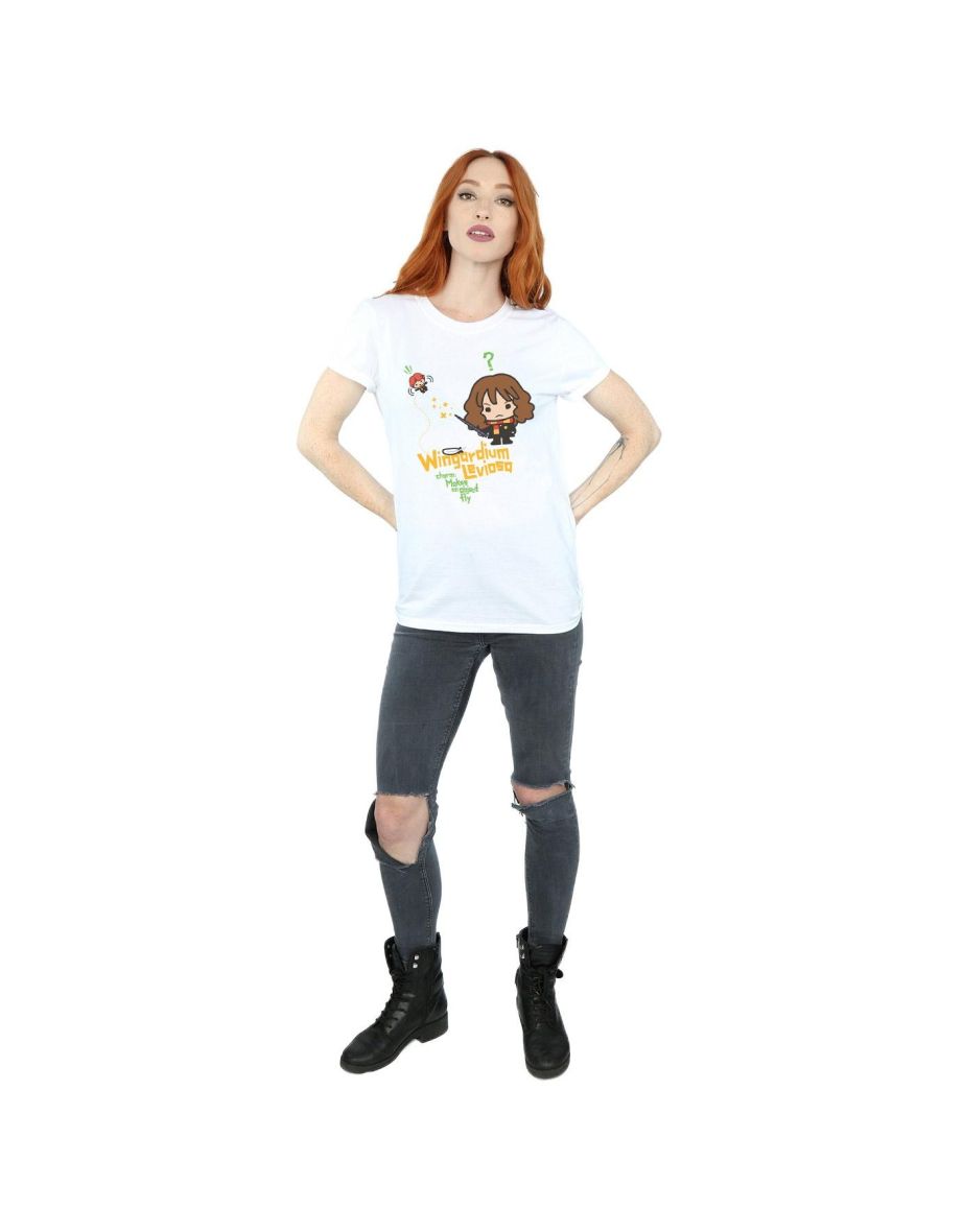 Harry Potter Womens/Ladies Hermione Granger Wingardium Leviosa Junior Cotton Boyfriend T-Shirt - White