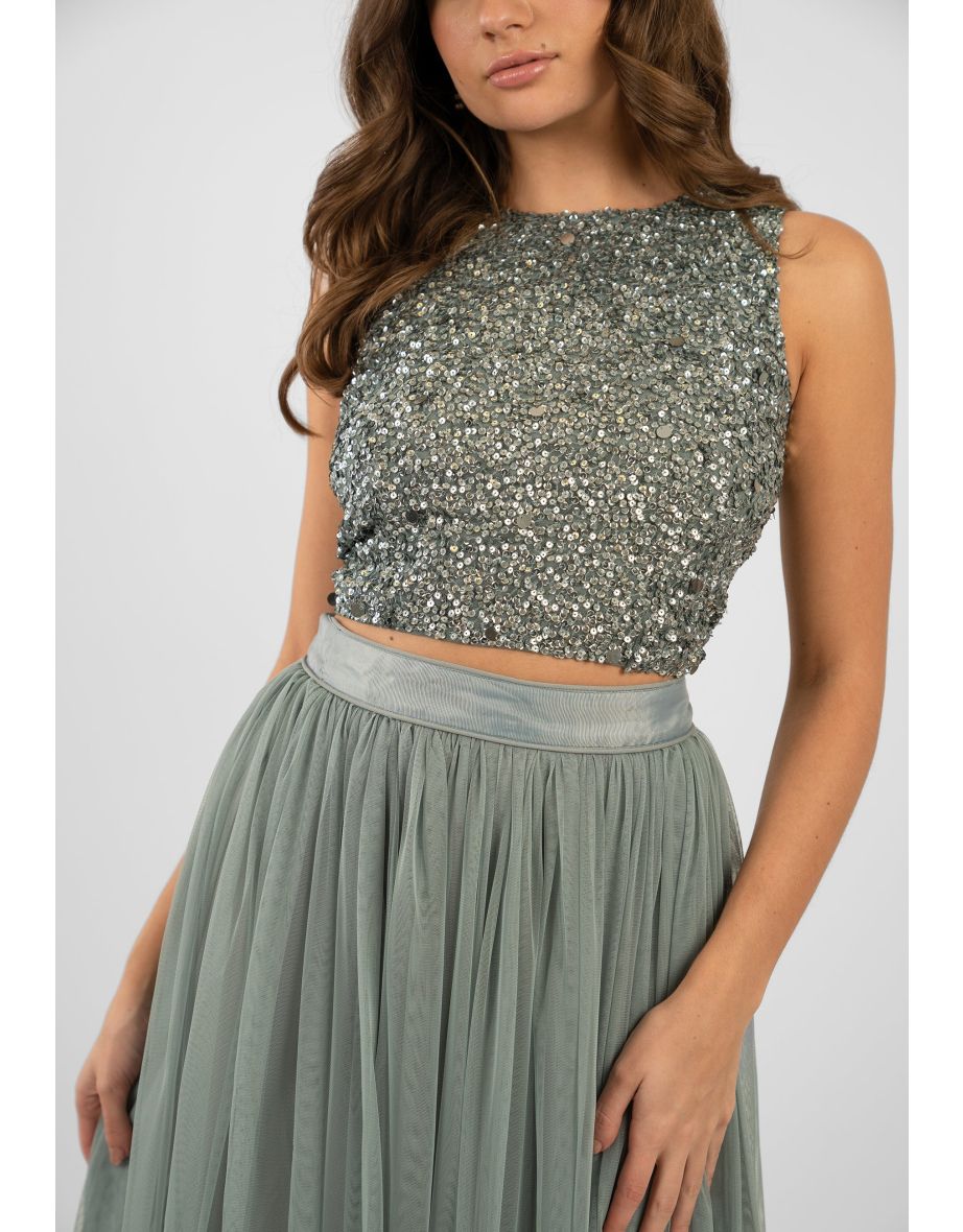 Cleo Teal Tulle Midaxi Skirt - 2