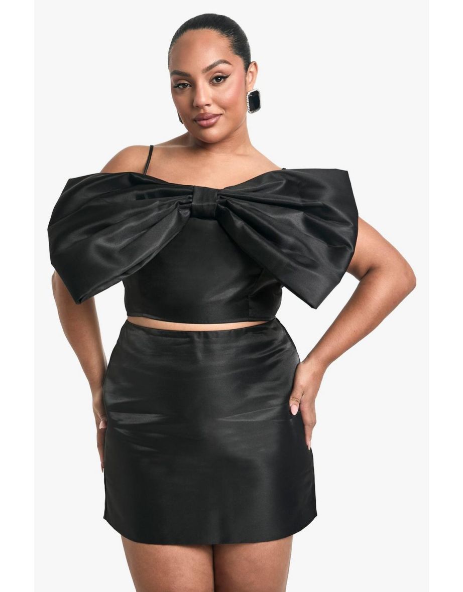 Plus Taffeta Bow Bandeau Top