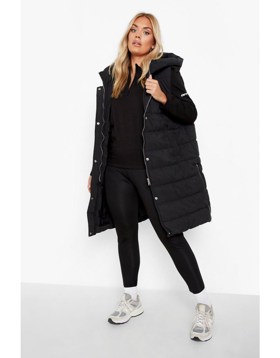 Plus Longline Puffer Gilet - black
