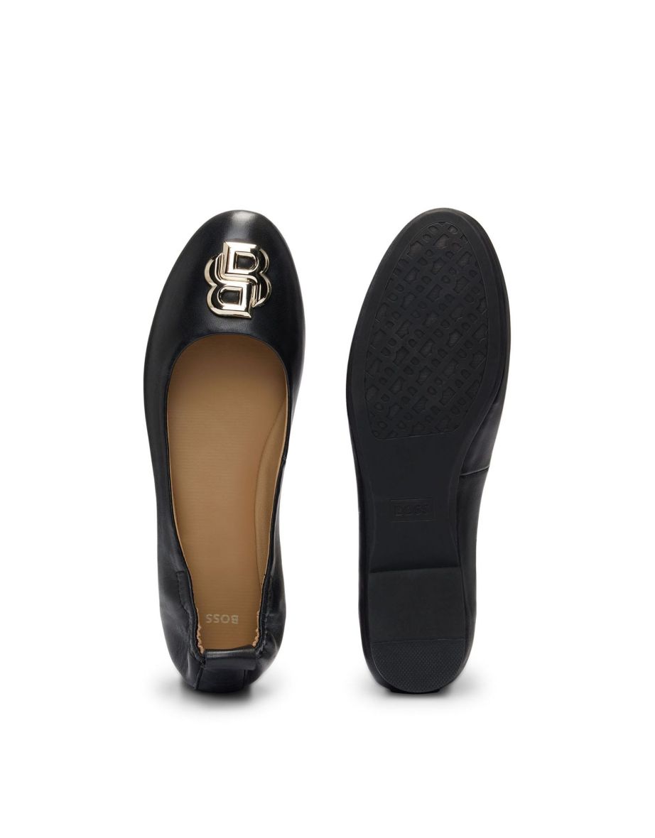 Women's Boss Dasy Double B Monogram Ballerina Pumps in Black - 4