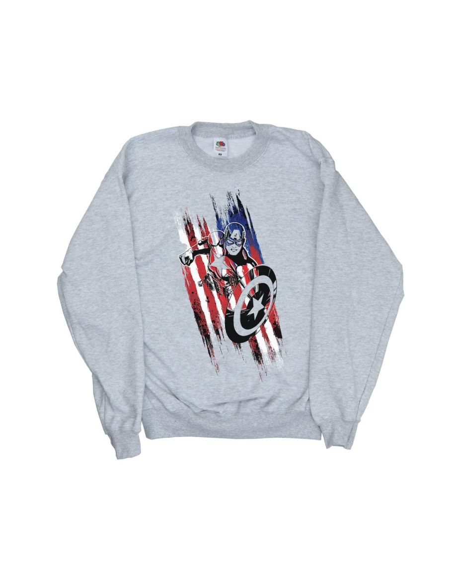 Marvel Boys Avengers Captain America Streaks Sweatshirt - Sports Grey - 1