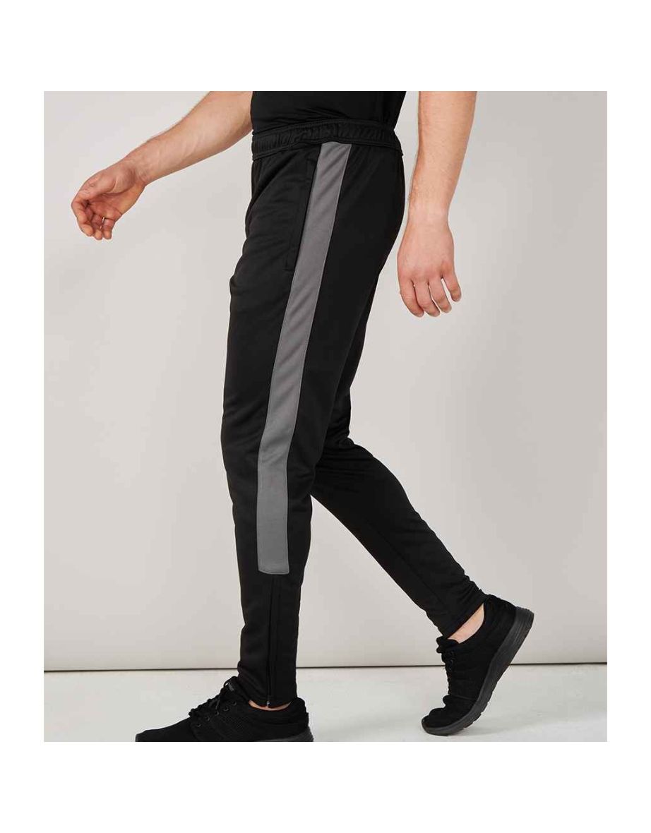 Finden & Hales Mens Knitted Tracksuit Pants - Black/Gunmetal