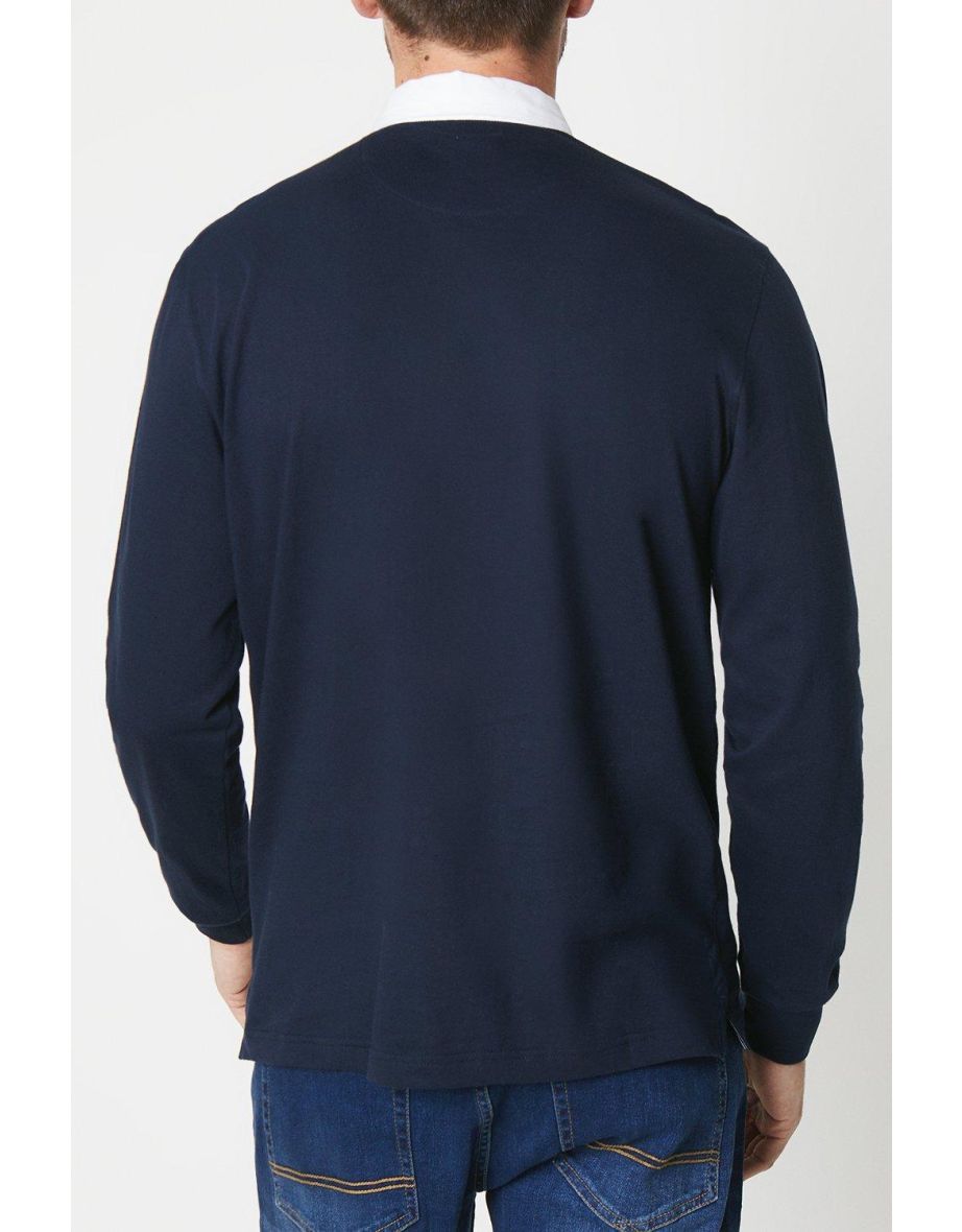 Embroidered Rugby Shirt - navy - 2