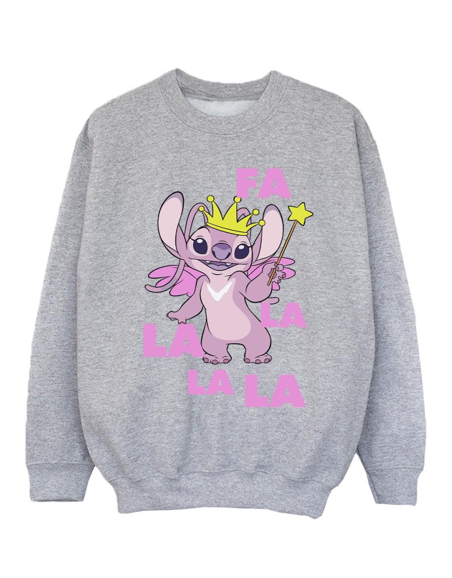 Disney Girls Lilo & Stitch Angel Fa La La Sweatshirt - Sports Grey