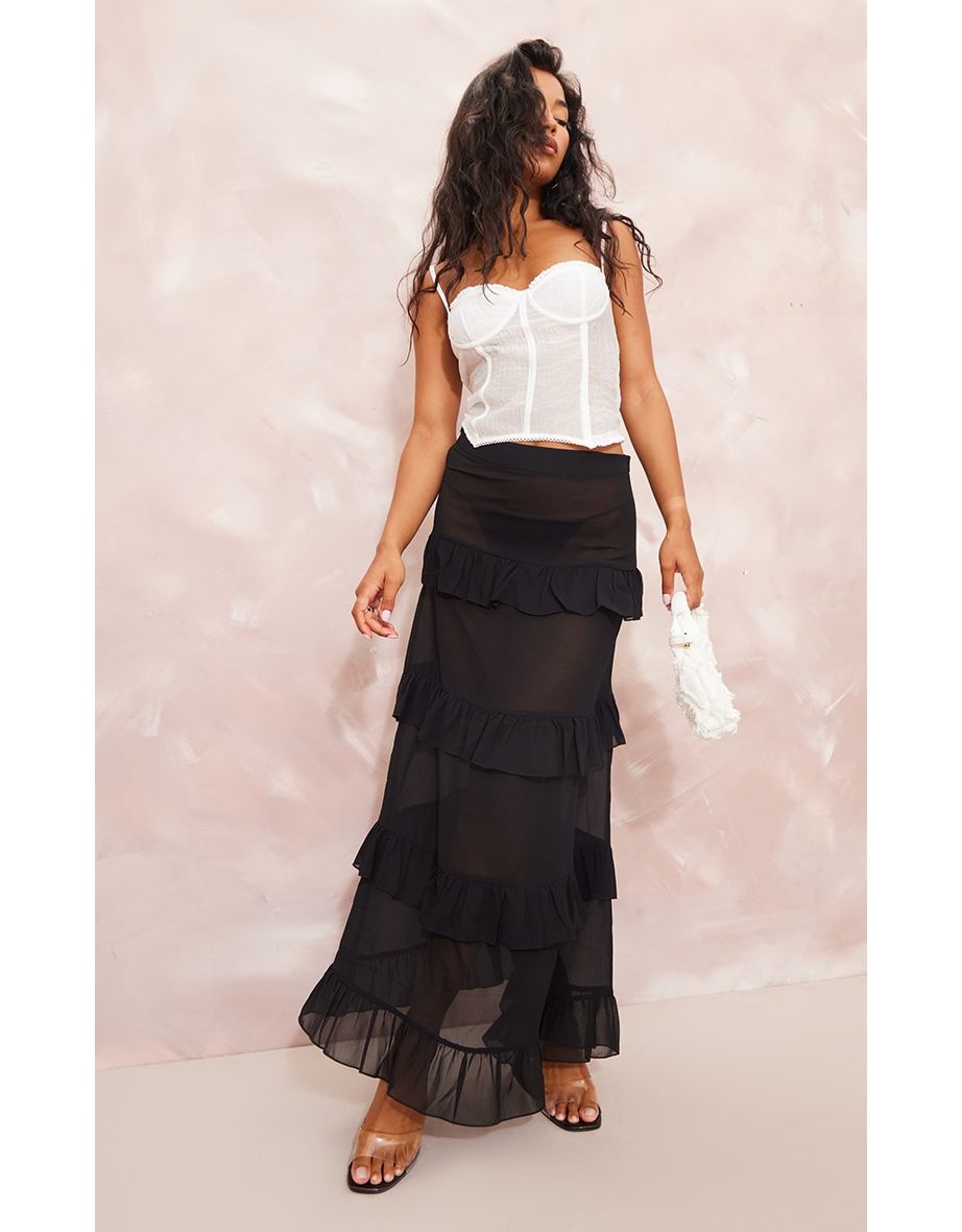 Chiffon ruffle skirt outfit discount