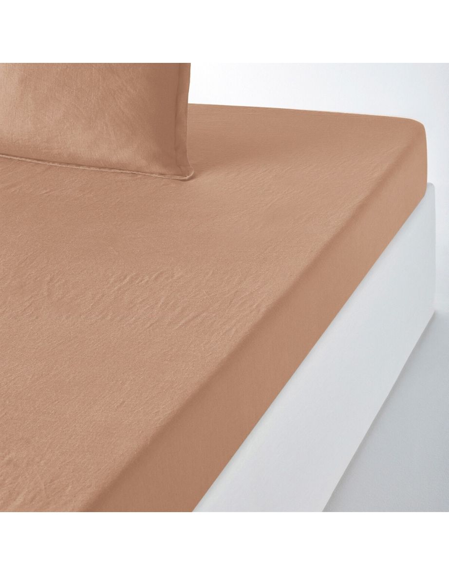 Linot 100% Washed Linen Fitted Sheet for Thick Mattresses