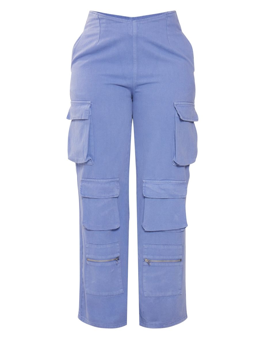 Shape Light Blue Wash V Waist Cargo Denim Jeans - 4