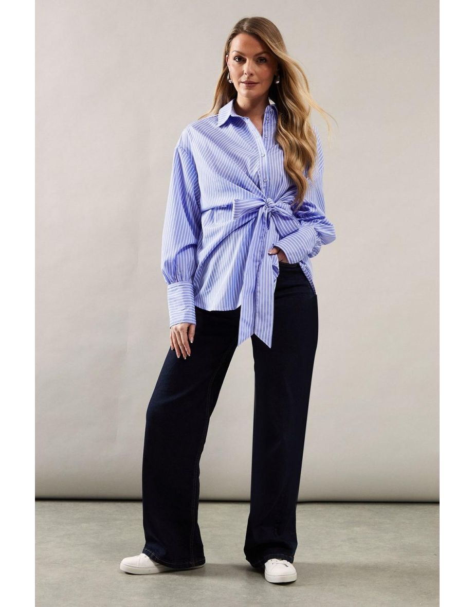 Stripe Side Tie Shirt