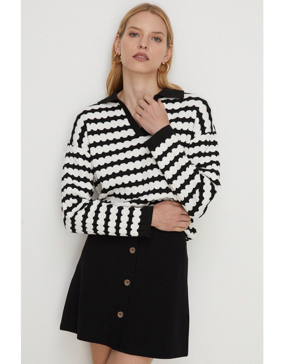 Premium Ponte Topstitch Button Through Skirt