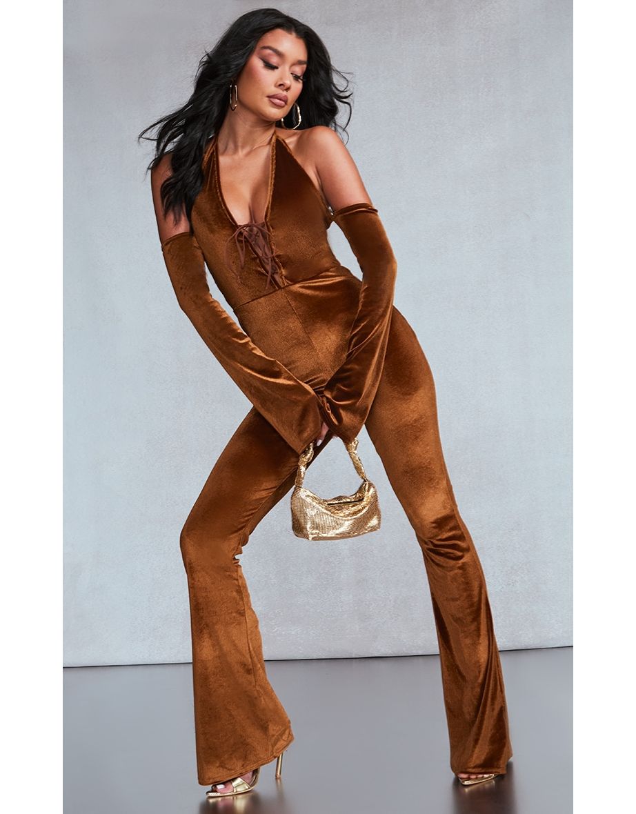 Velvet cheap flared jumpsuit