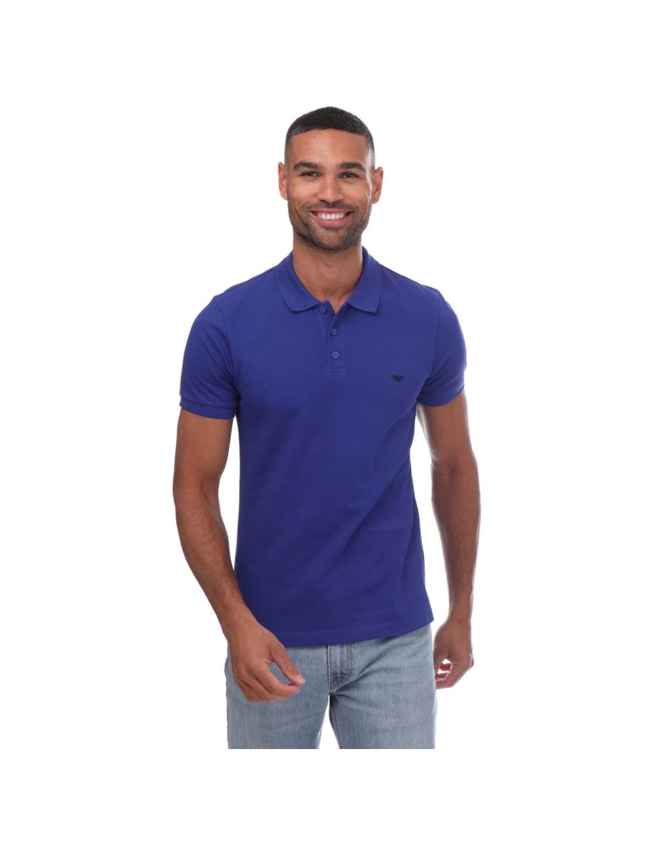 Shop Men s Armani Short Sleeve Polo Shirt in Blue Online in Bahrain VogaCloset