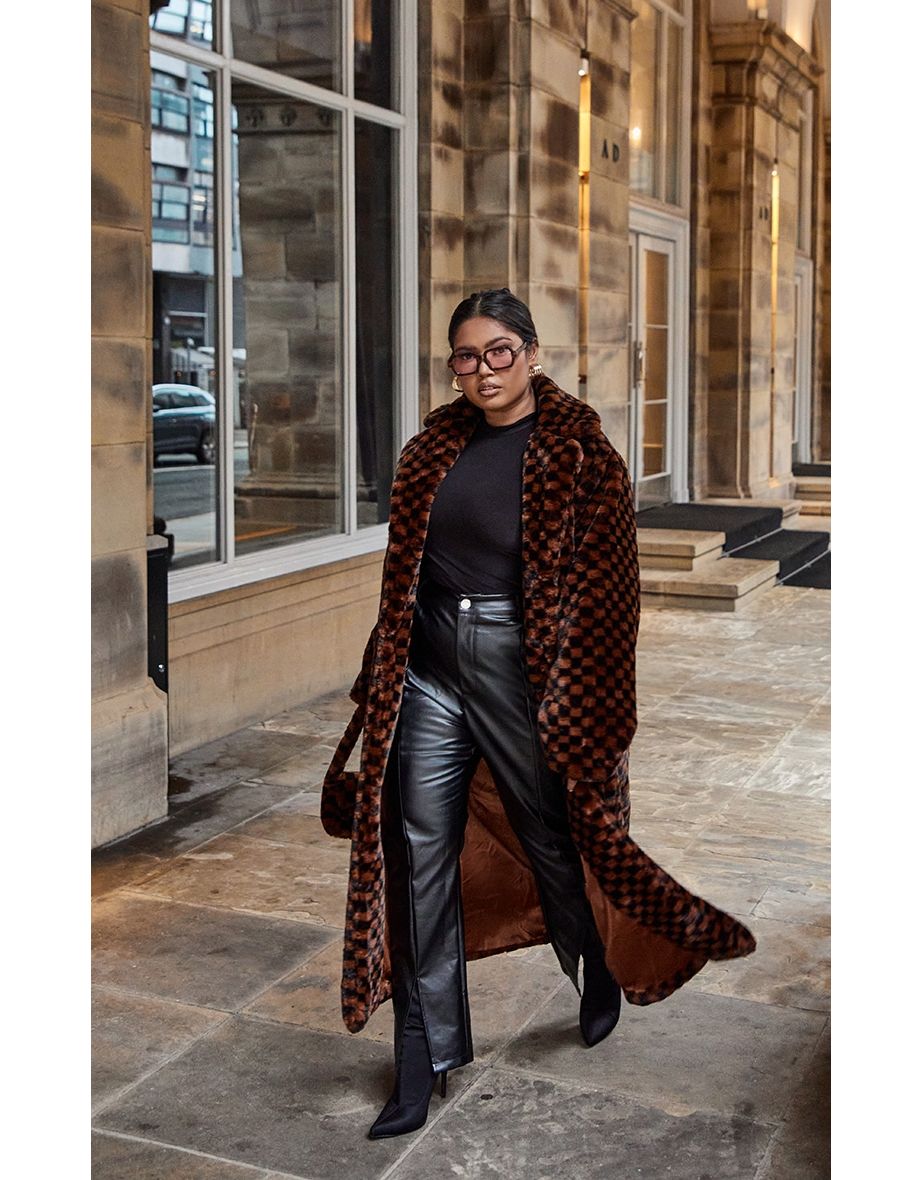 Faux fur midi clearance coat