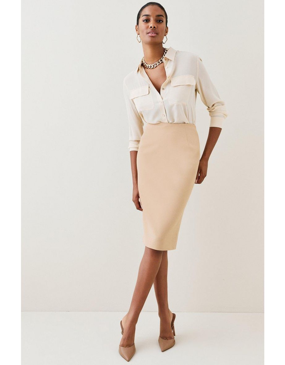 Structured Zip Detail Pencil Skirt | Endource