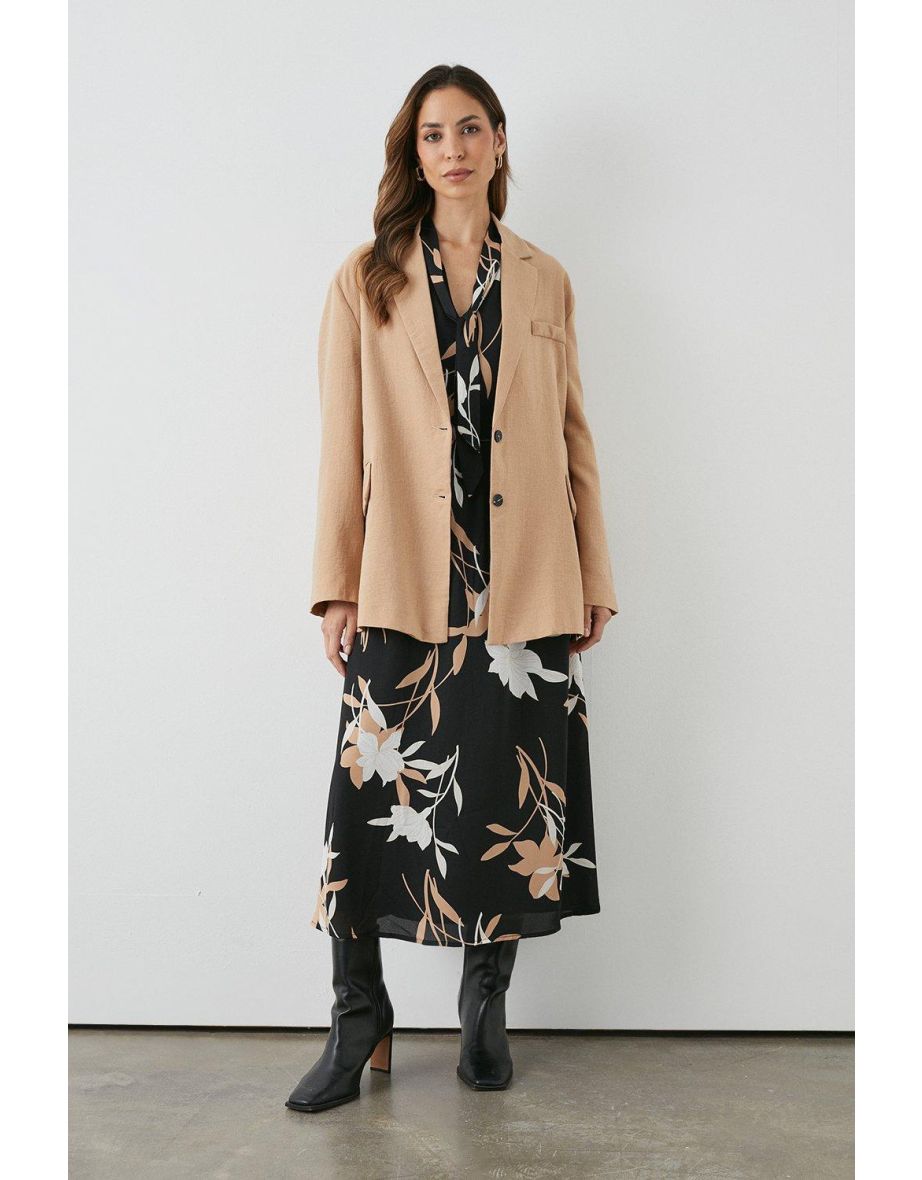 Longline Double Button Blazer camel