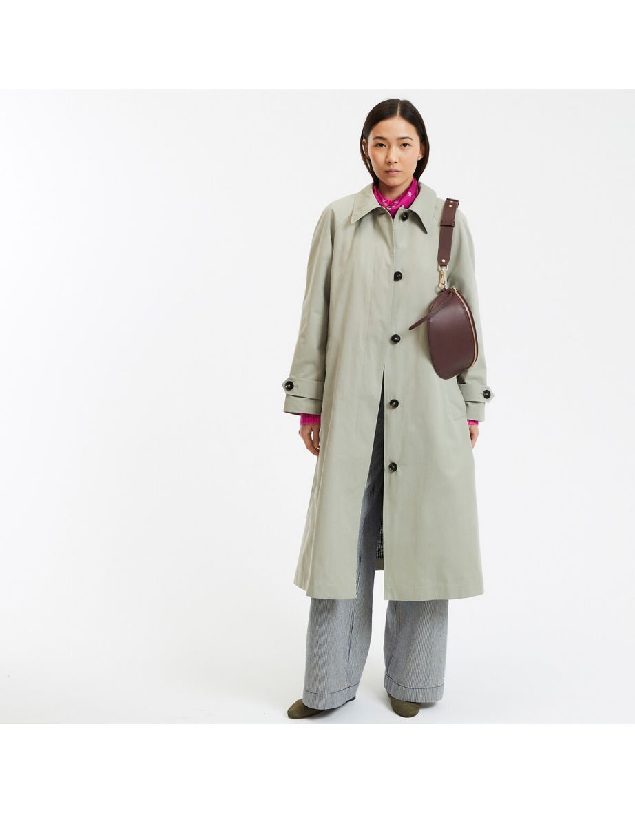 Signatures Maurice Long Trench Coat with Button Fastening