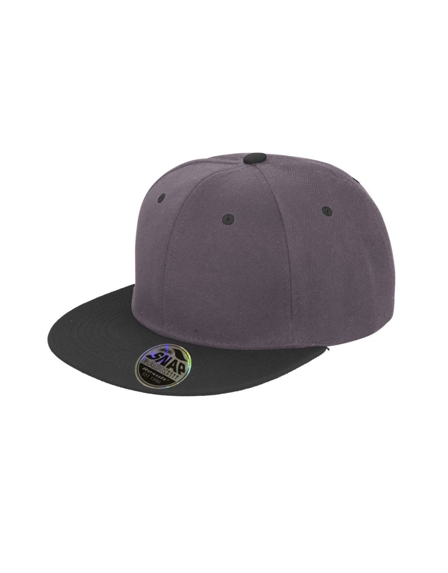 Result Unisex Core Bronx Original Flat Peak Snapback Dual Colour Cap - Heather Grey/Black