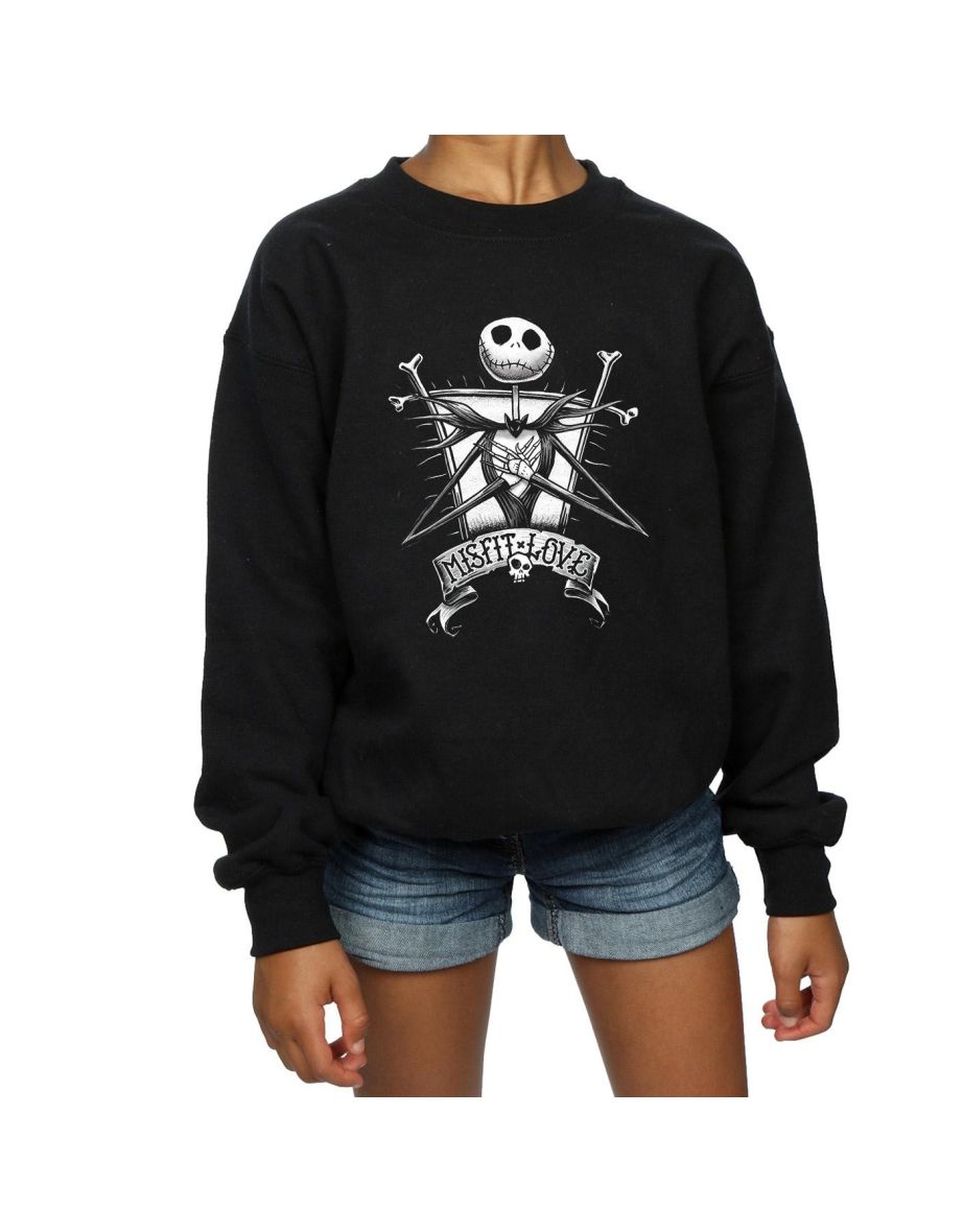 Disney Girls Nightmare Before Christmas Misfit Love Sweatshirt - Black - 3