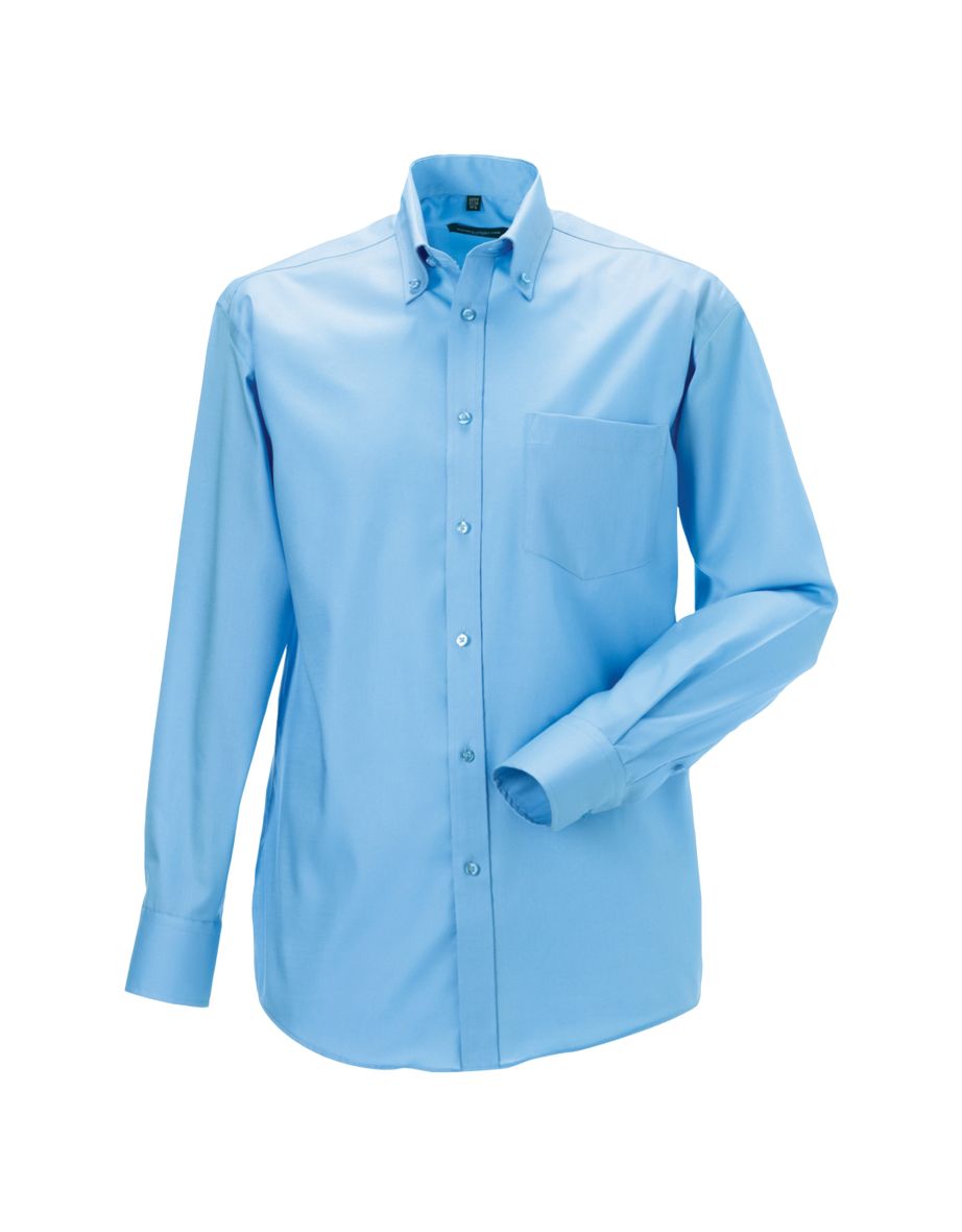 Russell Collection Mens Long Sleeve Ultimate Non-Iron Shirt - Bright Sky