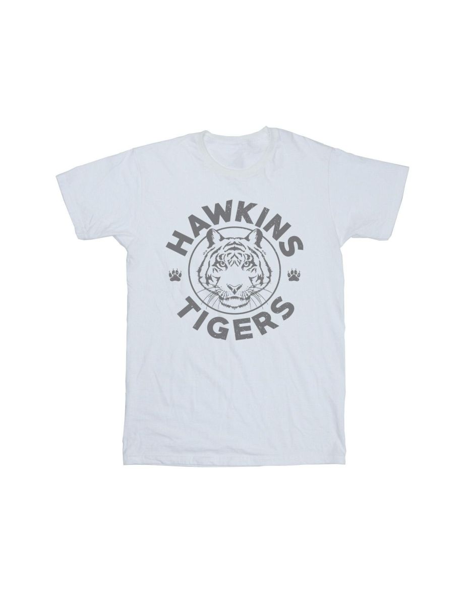Netflix Boys Stranger Things Hawkins Grey Tiger T-Shirt - White
