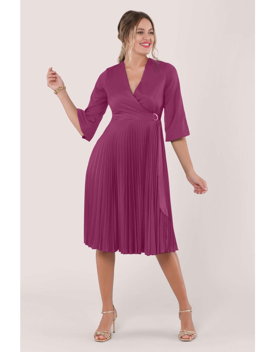 Shop Closet London Pleated Wrap Dress Online in Bahrain VogaCloset