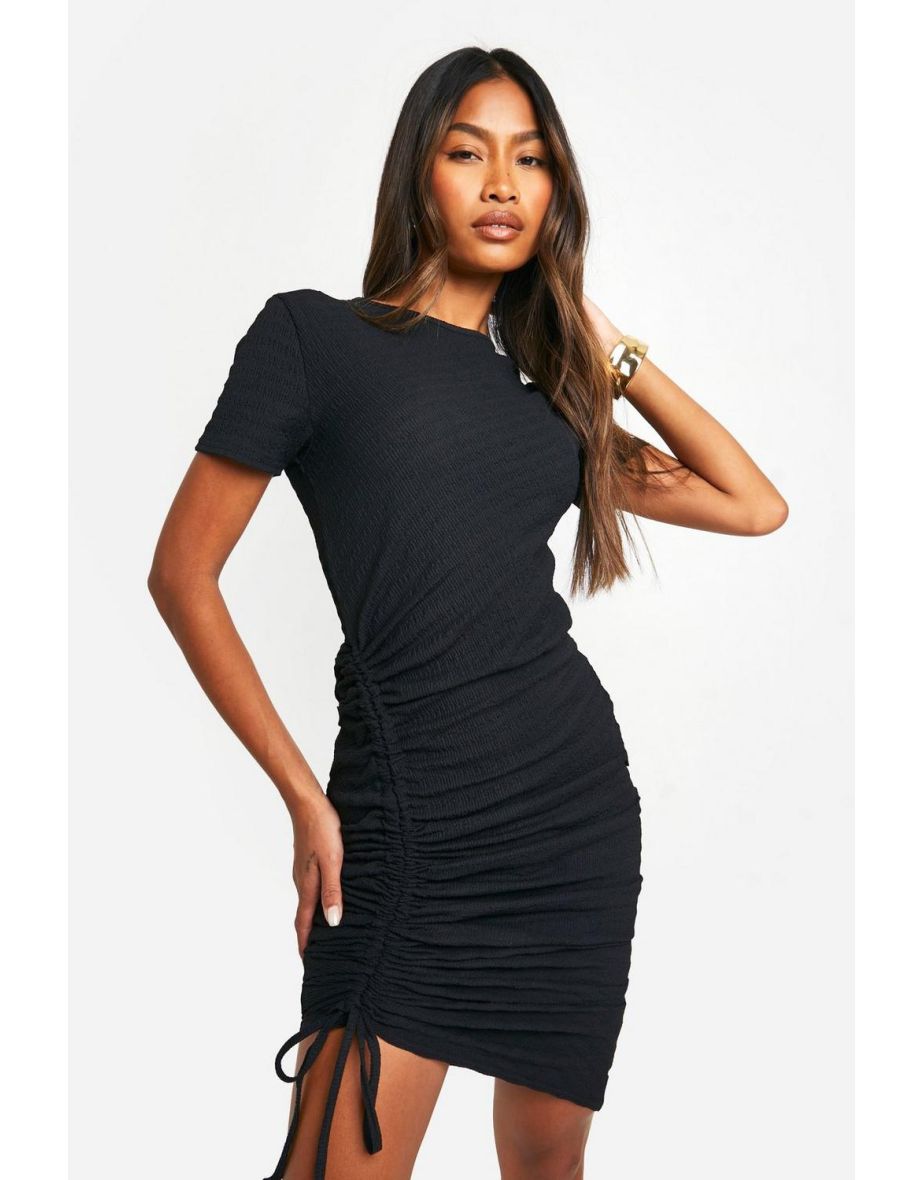 Shop Textured Ruched Midaxi Dress black Online in Oman VogaCloset