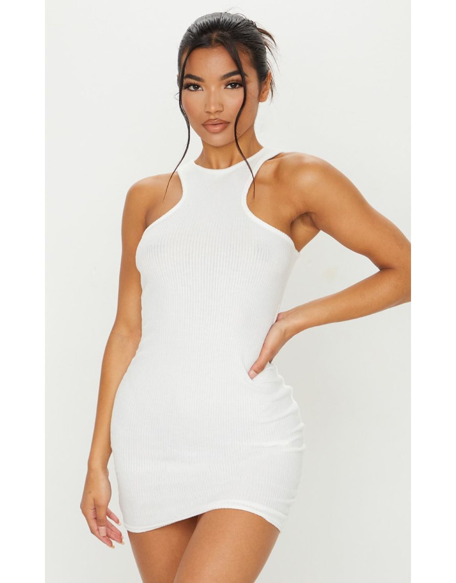 ribbed racer neck dress