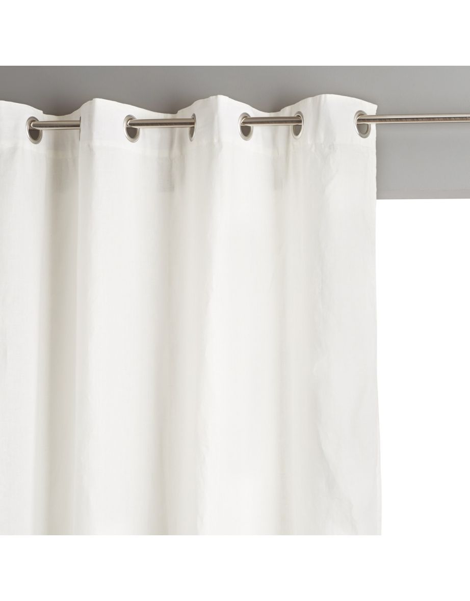 Private Lined Pre-Washed Linen Single Curtain with Eyelets