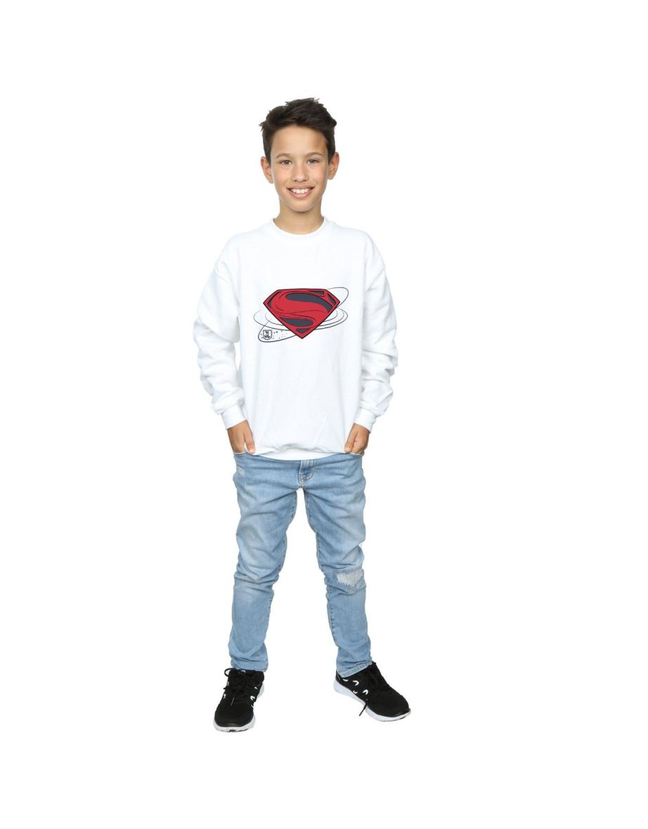 DC Comics Boys Justice League Movie Superman Logo Sweatshirt - White - 3