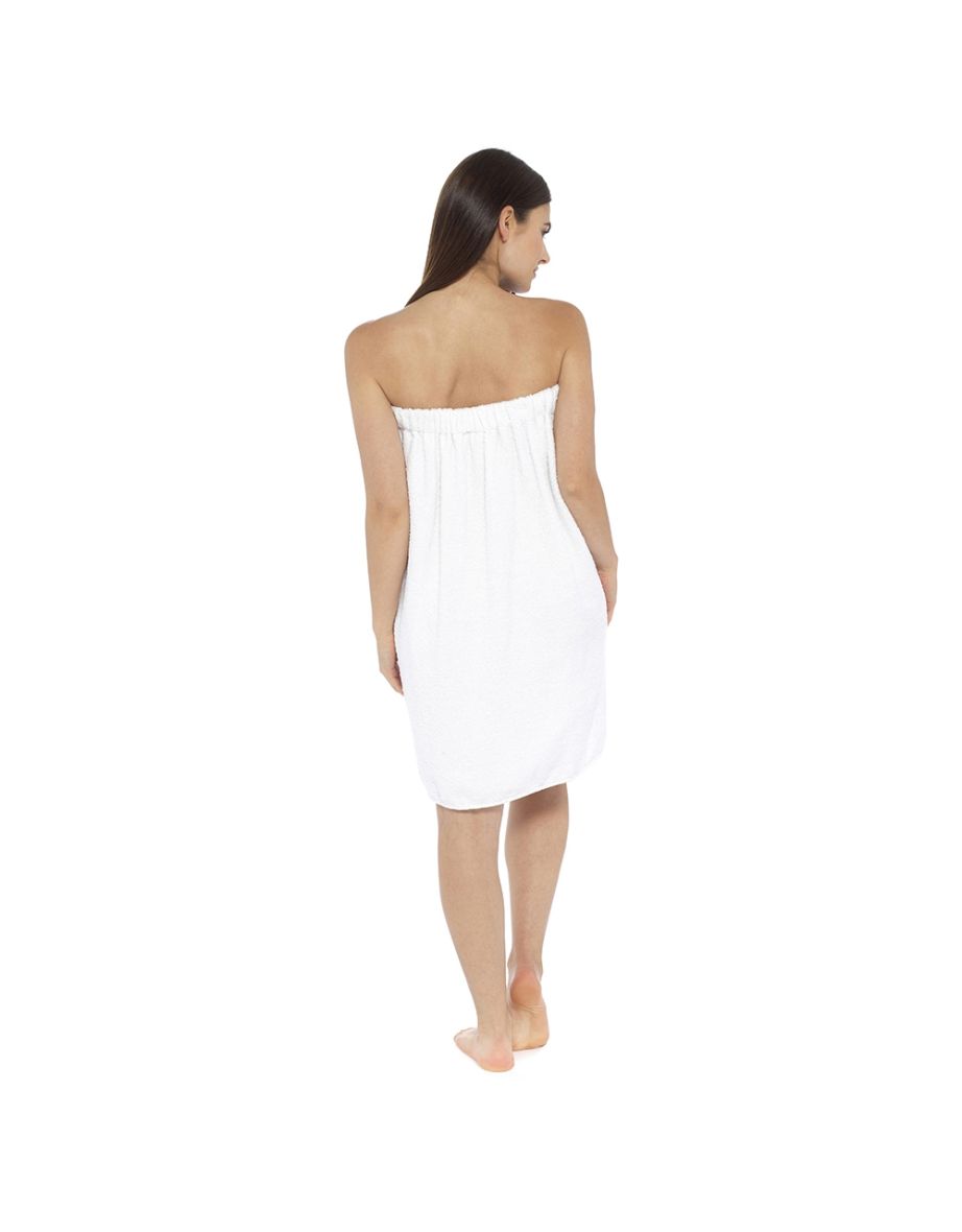 Womens/Ladies Towelling Shower Wrap - White - 1