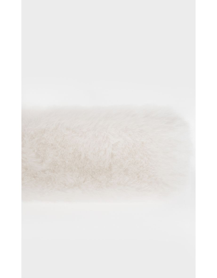 White Faux Fur Bubble Headband - 2