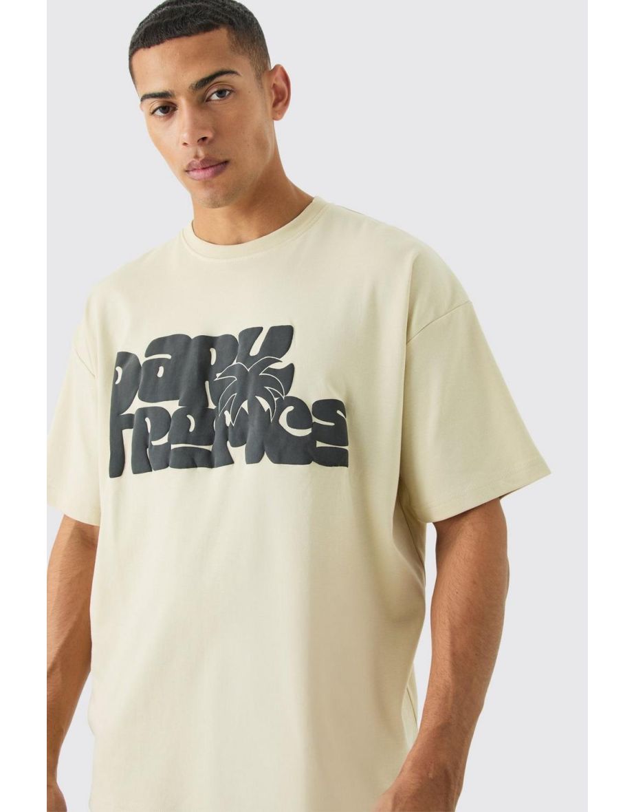 Oversized Interlock Dark Tropics T-shirt - sand - 2