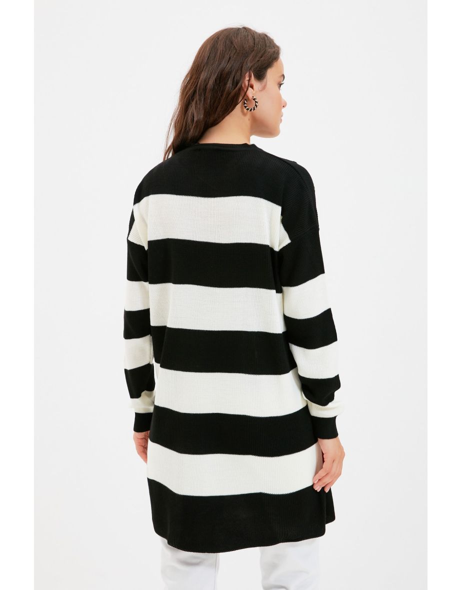 Black Striped Knitwear Sweater - 4