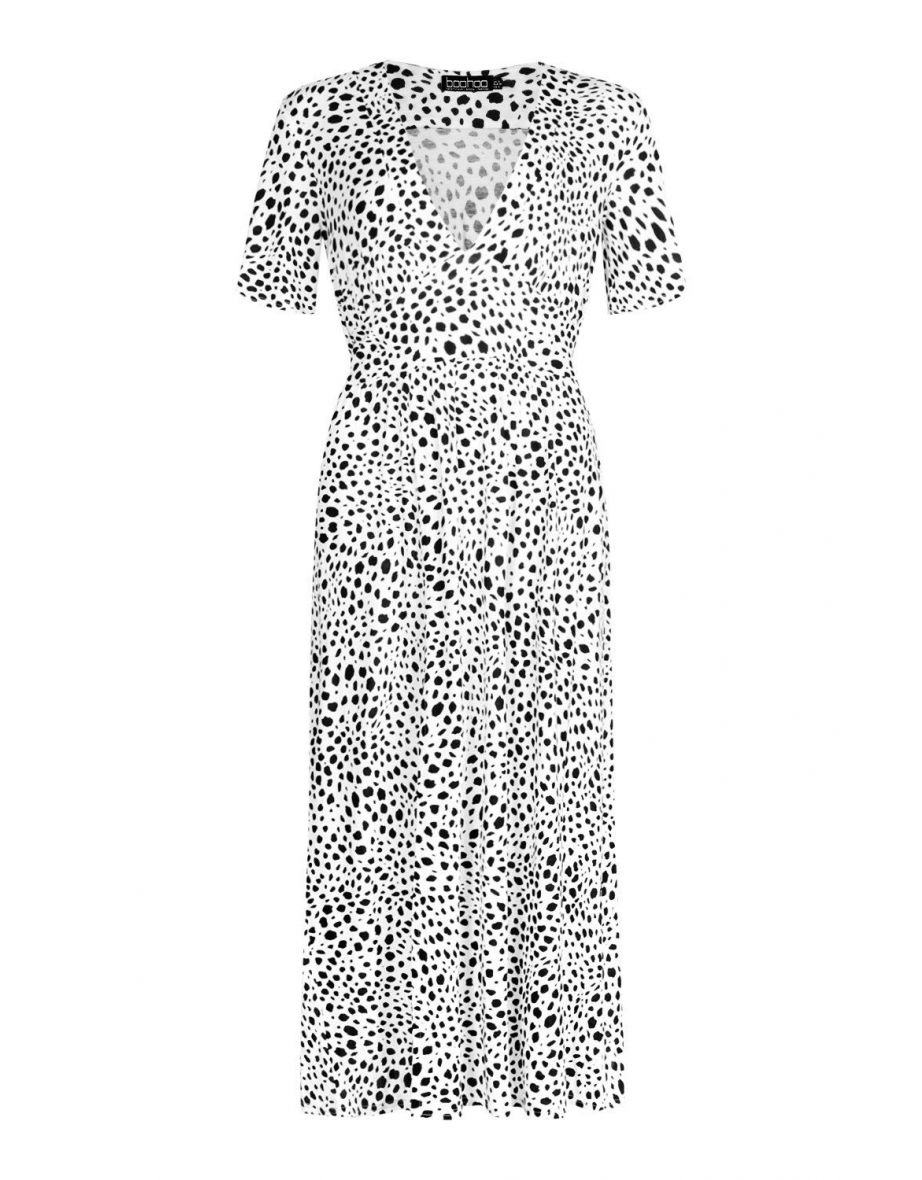 Tall Woven Spot Print Midi Dress - ivory - 3