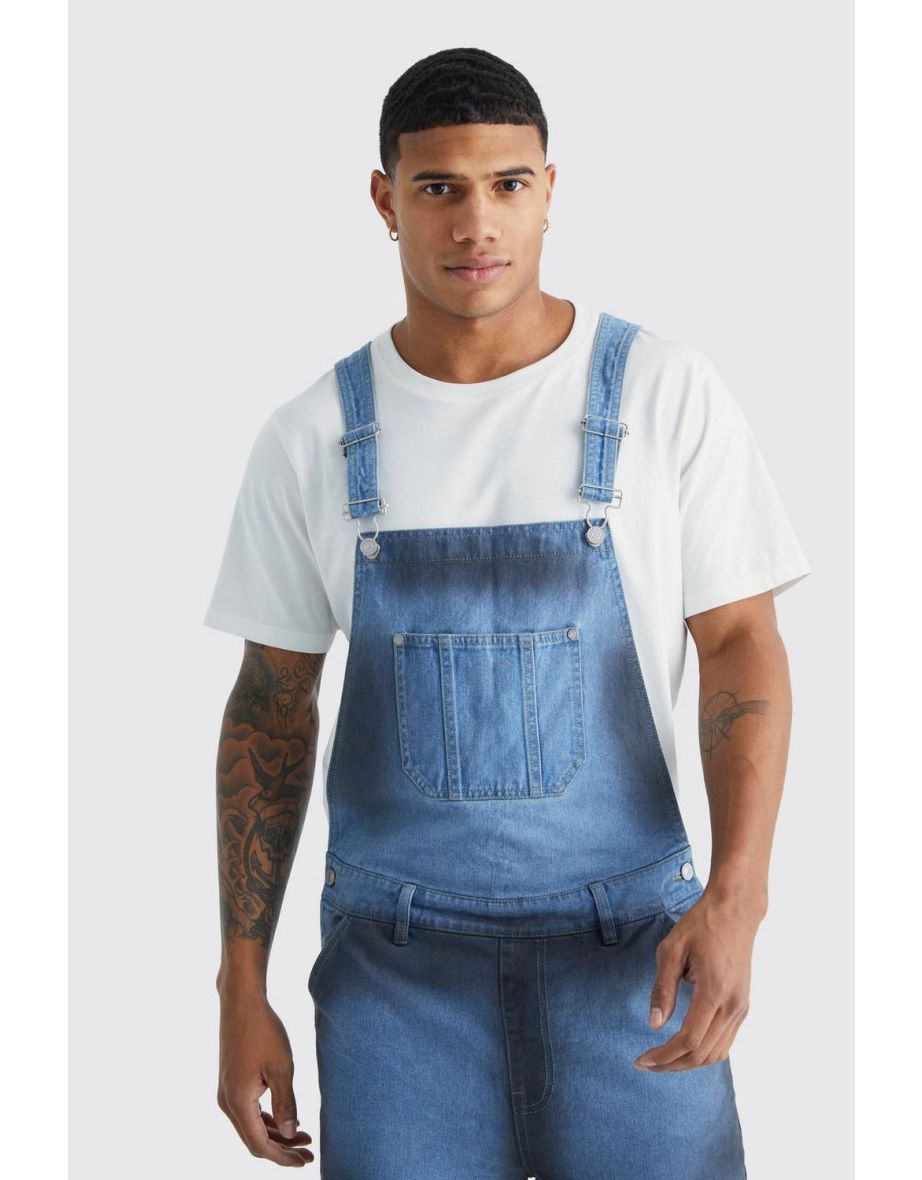Relaxed Spray Paint Dungaree - ice blue - 2