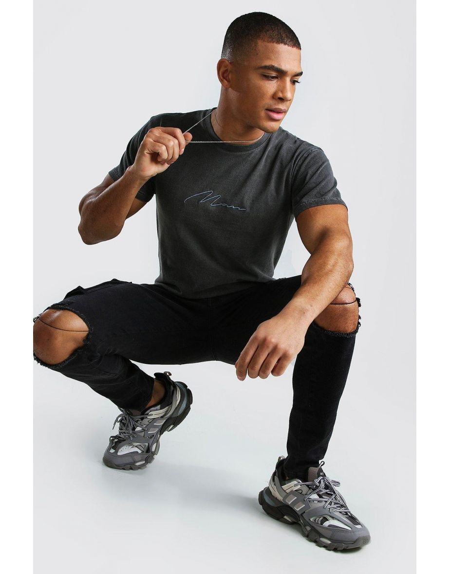 MAN Signature Overdyed T-Shirt - charcoal - 2