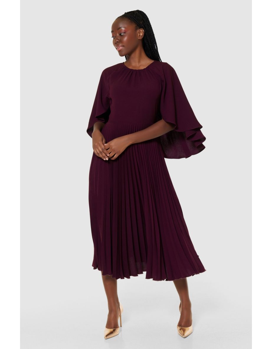 Maroon cape dress sale