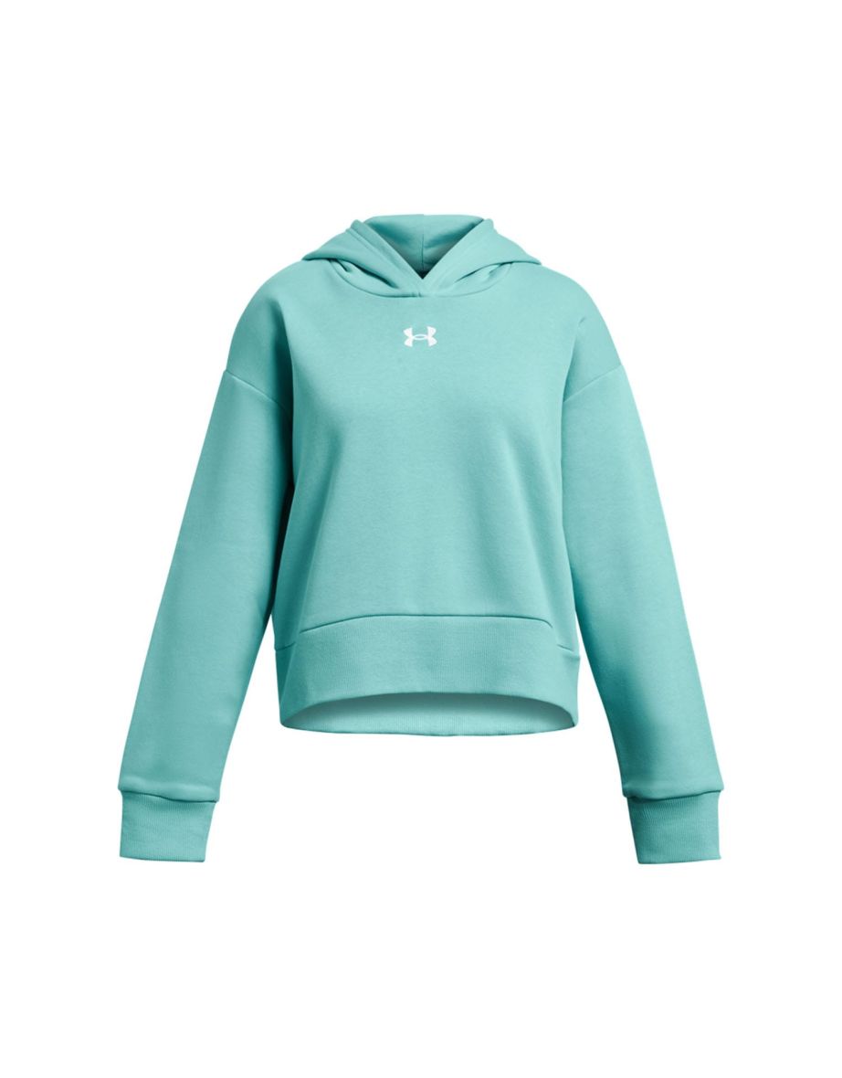 Girl's Under Armour Juniors Rival Fleece Cropped Hoodie in Green