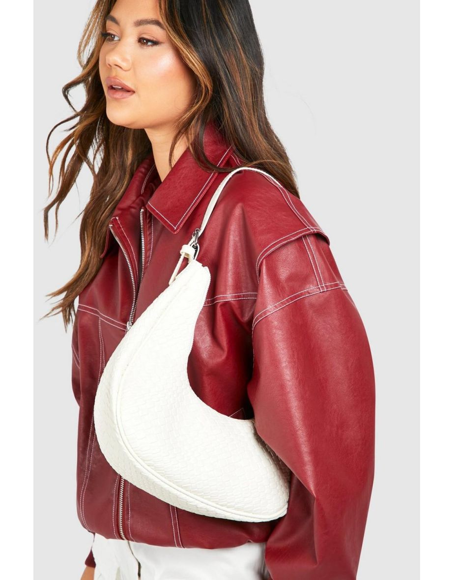 Croc Curved Shoulder Bag - white