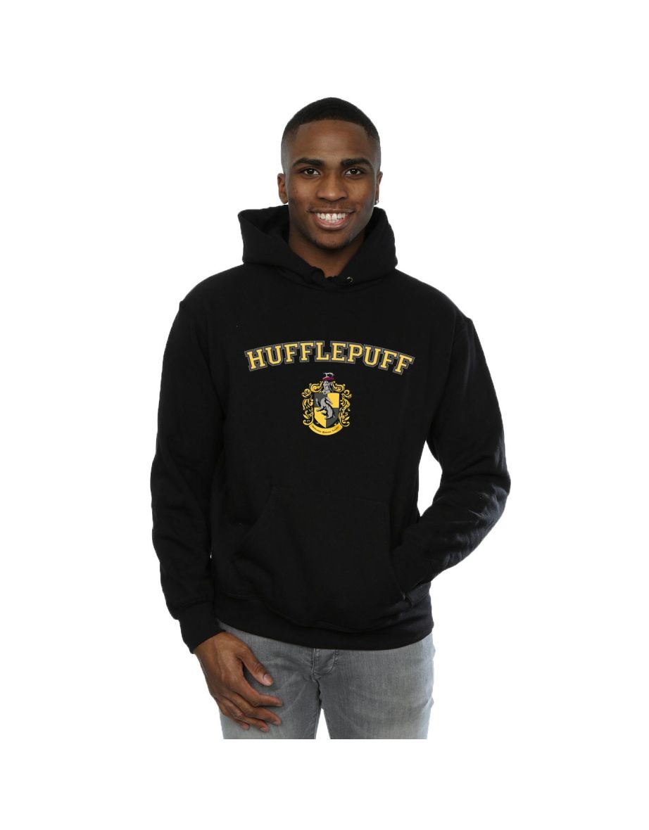 Harry Potter Mens Hufflepuff Crest Hoodie - Black