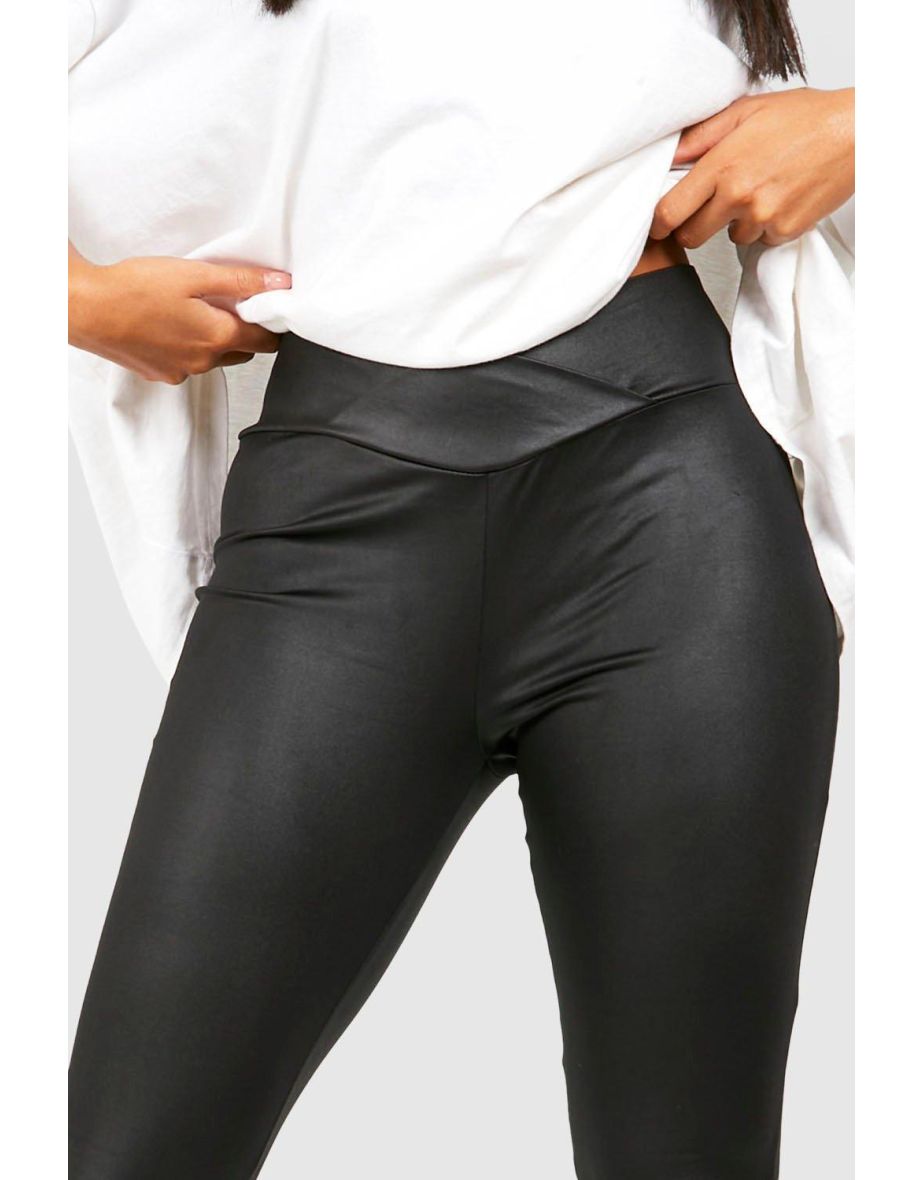 V Wait Band Wet Look Legging - 3