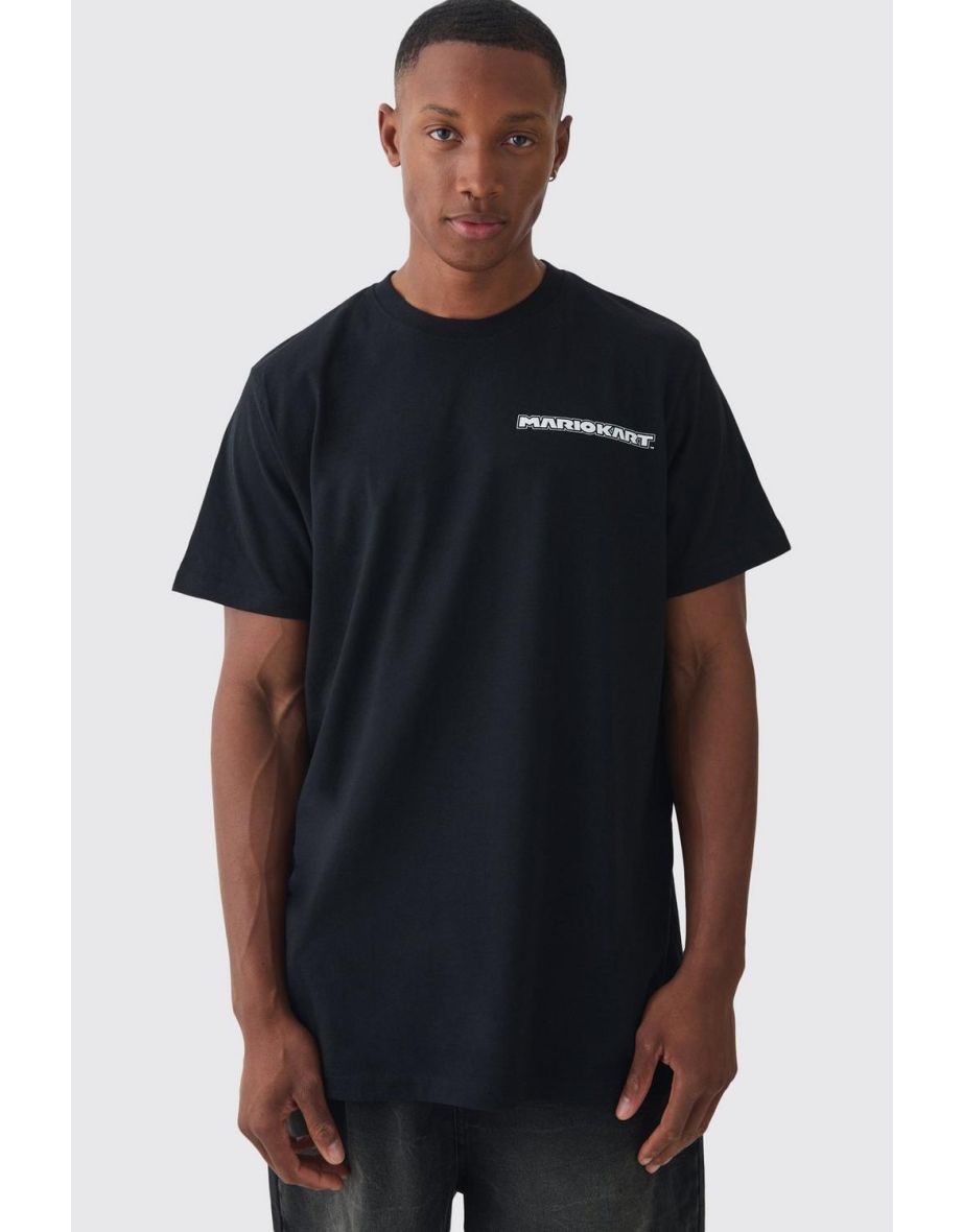 Oversized Mario Kart Racing License T-shirt - black