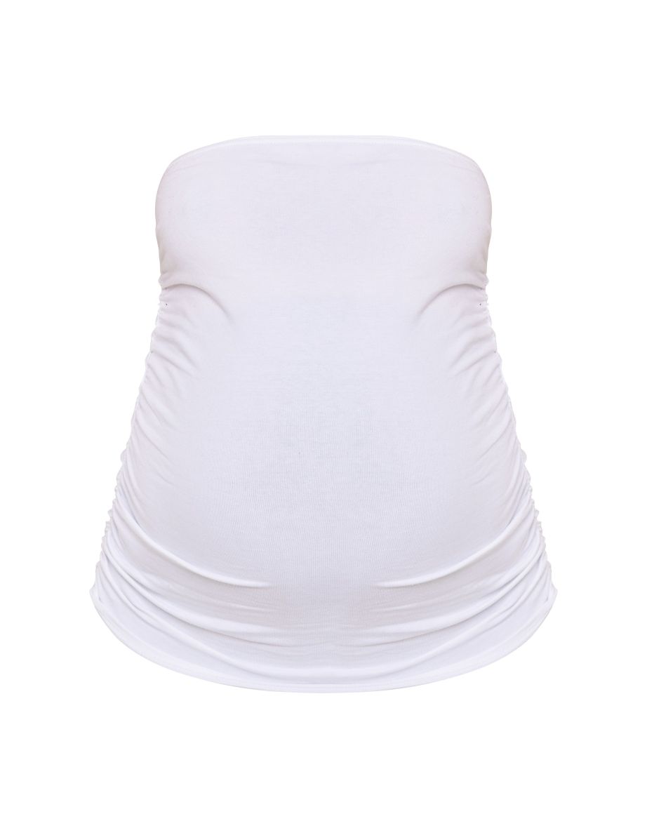 Maternity White Ruched Detail Bandeau Top - 4