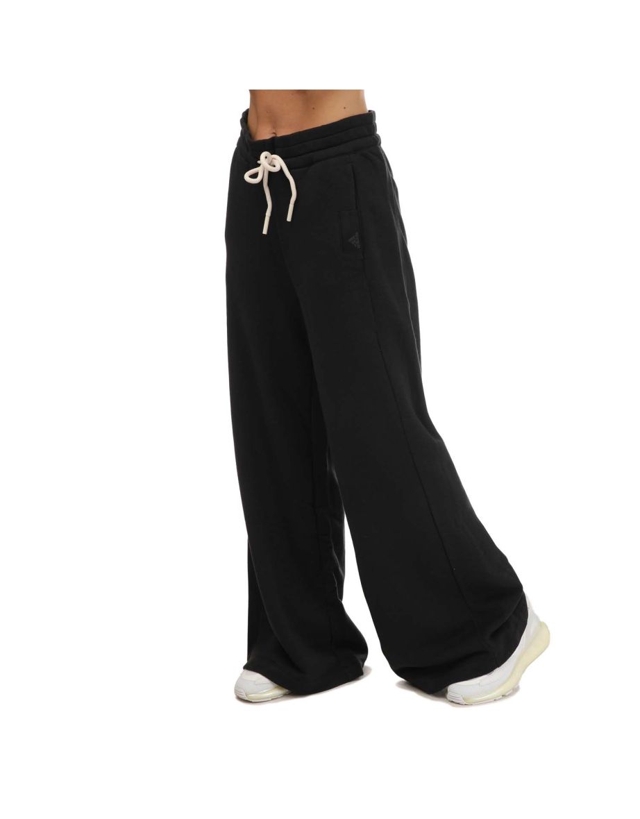 Women's adidas Studio Lounge Wide Fleece Pants in Black