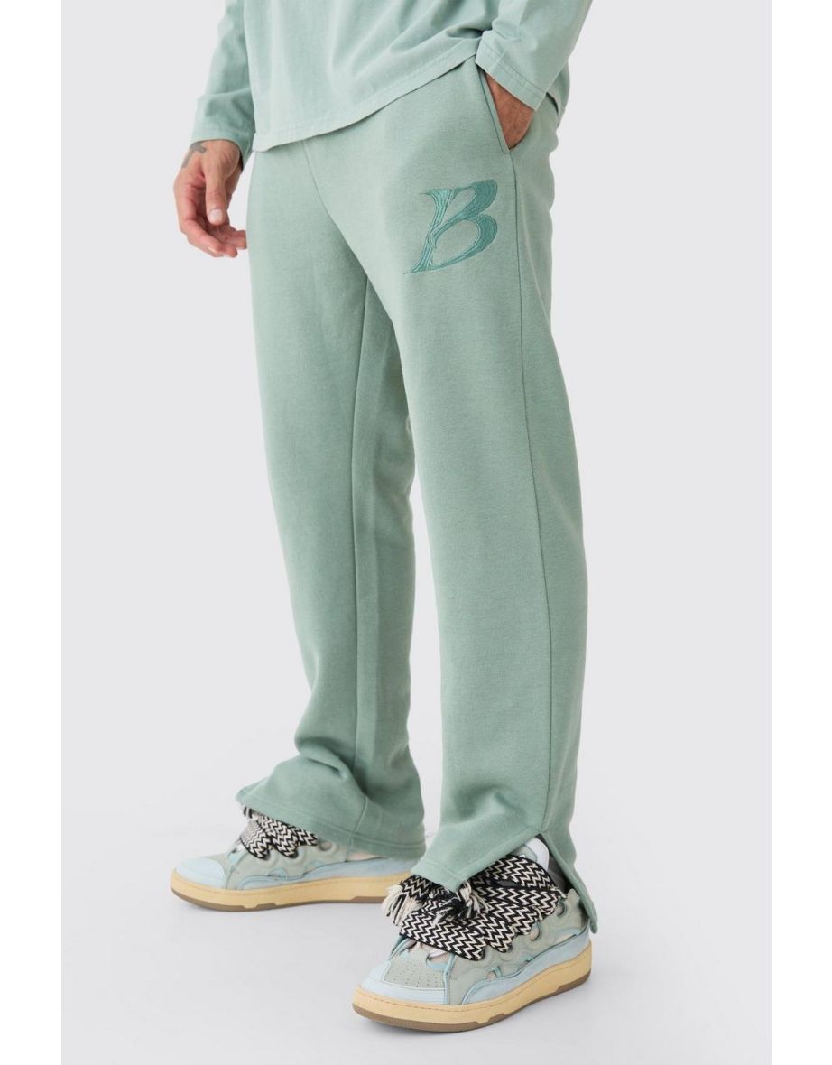 Regular Fit Split Hem B Jogger - sage